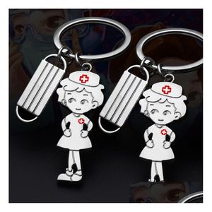 Schlüsselanhänger Epidemie Prävention Arzt Krankenschwester Souvenir Kette Geschenk Memorial Schlüsselbund Niedliche Cartoon-Figur Kreativer Studentenrucksack Pe Dhg2F