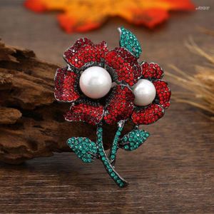 Broszki Morkopela Rhinestone Flower Brooch Pin Peleks Pearl dla kobiet Crystal Pins Sunflower Pins