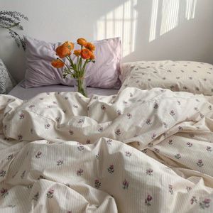 Yatak takımları ins stil seti moda düz renkli yıkanabilir yorgan kapağı yastık kılıfı öğrenci yurt için yumuşak ev tekstil 230629