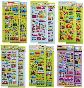 Adesivos para brinquedos infantis 6 conjuntos de folhas 3D Desenhos animados Transporte Trem Avião Para Meninos Faça você mesmo Bolha PVC Scrapbook Adesivo Brinquedos de aprendizagem 230628