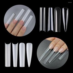 False Nails 120st/Pack XXL nagelförlängning extra lång stilett Tryck på konstgjorda raka fyrkantiga tips