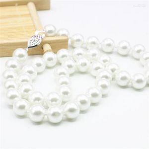 Chains Wholesale Classic White Artificial Shell Imitation Pearl Necklace Jewelry 8/10/12mm Round Glass Beads Rope Chain 18inch Y929