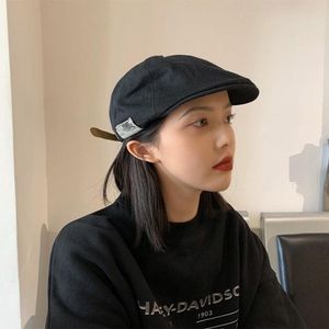 Boina Harajuku Japonesa Personalidade Literária Forward Hats Primavera e Verão Tonalidade Retro Boné Masculino Cor Sólida Chapéu Feminino Simples