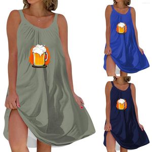 Abiti casual Moda donna Sexy Retro Beer Festival Abito con cinturino stampato Tunica