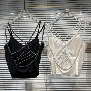 Zbiorniki damskie 2023 Spring Fashion Women Camisole Uprowadź top z tyłu puste woda bandaż klatka piersiowa seksowna kamizelki damskie kamizelki