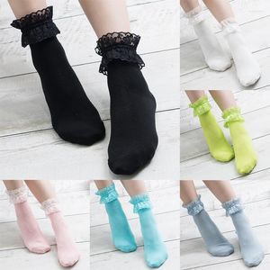 Women Socks Lolita Style Japanese Maiden Lace Mesh Black White Cotton Lovely Short Harajuku Frilly Ruffle Princess Sock