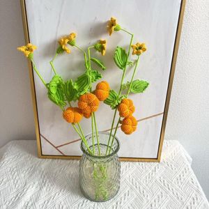 Dekorativa blommor 5st Pumpkin Artificial Fruit Wedding Bouquet Wool Sticking Flower Orange Immortal Plants