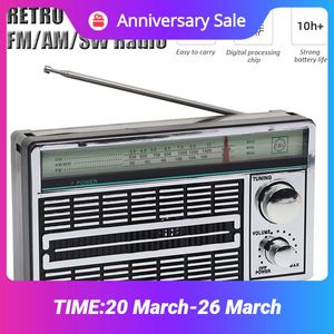 Hoparlörler Taşınabilir Tam Bant Radyo Retro FM/Am/SW Radyo Alıcı 52mm Dinamik Hoparlör DSP IC CHIP USB ChargingBattery Güç Kaynağı