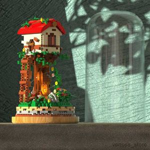 Blöcke Baum Haus Micro Bausteine Diamant Zusammengebautes Modell Wald Mini Figur Spielzeug Mit Display R230629
