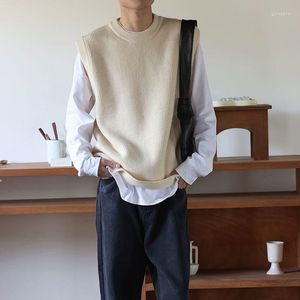 Mäns västar 2023 Autumn Winter Fashion Märke Knit ärmlös Vest Pullover Casual Sweaters Designer Woolen Waistcoats Male Clothes I24