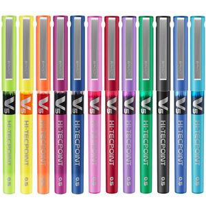 Pens Pilot Pens HiTecpoint 0.5 mm Gel Pens V5 Disposable Pen BXV5 Japan 12 Colors