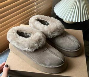 Men Women Tazzs Thicken Sole Slippers Boots Fully Protected Warm Fur Platform Cotton Slippers New Antelope brown