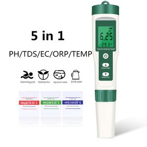 PH -Meter 5 in 1 digitale pH -Meter TDS/EC/ORP/Temperaturmesser Tragbare Wasserqualitätstester für Pools Trinkwasseraquarien 230628