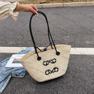 Strandtaschen für Damen, modische Designer-Taschen, Vintage-Einkaufstasche aus Anagram-Stroh, Einkaufstasche, gefalteter Shopper, Bast-Schulterhandtasche, luxuriöse Web-Umhängetasche