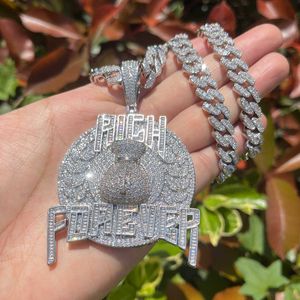 Ожерелья с подвесками Bubble Letter Rich Forever Ожерелье для мужчин Iced Out Money Bag Real Gold Plated Bling Charms Hip Hop Jewelry 230621