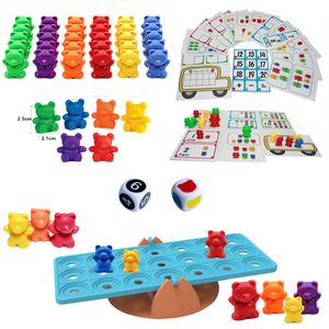 Brinquedos de aprendizagem 1836 Rainbow Bear Sabedoria Montessori com jogo de correspondência de copo de empilhamento Classificação de cores Educação infantil 230628