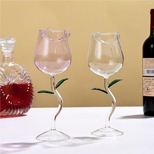 Hip Flasks Copo de Vinho Cálice em Forma de Flor Rosa Sem Chumbo Óculos de Cocktail Vermelho Casa Qua 150/400ml Para Beber Casamento Aniversário