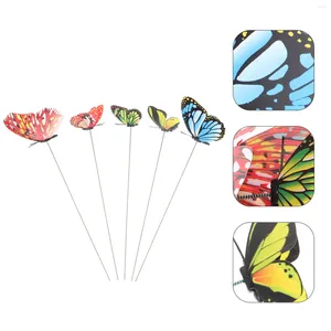 Flores decorativas 5 Pcs Conjunto de Borboleta Estaca de Jardim Enfeites de Decoração Sinais ao ar livre para pendurar na parede Pvc 3D Borboletas Libélula