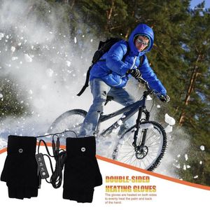 Cykelhandskar Kvinnor Electic Heating Half Finger uppvärmd hand varmare kvinnors USB Solid Color Winter