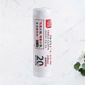 Table Cloth 1 Roll20pcs Disposable Tablecloth Plastic Thin Film Table Covers Dinner Cloth Table Decor White 180x180cm 230628