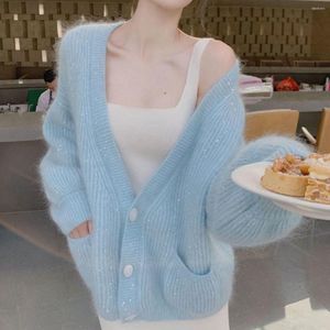 Kvinnors stickor 2023 Spring Autumn Women Loose Sticked Cardigans Kvinna Solid Color Sweater Jackets Damer Långärmad Casual Outwear D334