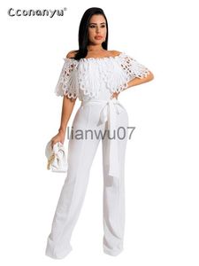 Женские комбинезоны Rompers Summer Ruffled Collar Long Pants One Piece Black One Piece Jumpsuit Elegance Casual Wide Leg Rompers Комбинезоны для женщин 2022 J230629