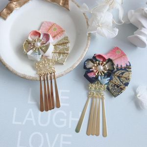 Partyzubehör, handgefertigte japanische Intarsien-Blumen-Haarspangen und Wind-Haarnadel, japanischer Stil, Haarschmuck, antiker Kopfschmuck