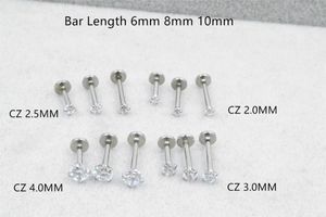 Anéis de botão de sino de umbigo Frete grátis LOT50pcs 16g Body Jewelry Piercing Shine Round CZ Lip Labret Ring Ear Helix Bar Sliver 230628