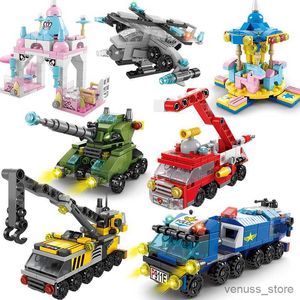 Block i Mini Garden Construction Team Fire Brigade Fairy House Building Block Education Toys for Children's Gift R230629