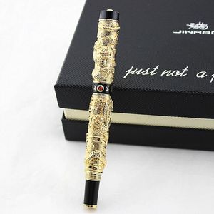 Ручки Jinhao Gold Vintage Luxury Metal Callicraphy Fountain Pen Bent Nib красивая дракон текстура резьба офис