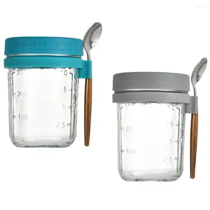 Förvaringsflaskor Portable Breakfast Cup Small Glass Containers lock Practical Cereal Outdoor Yoghurt Holder