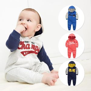 Rompers Baby hooded romper children's autumn wear sports rompers unisex baby clothes brand infant jumpsuit imported toddler costume 230628