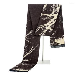 Scarves 2023 Fashion Men's Abstract Tree Cashmere Scarf Winter Warm Knitted Modal Casual Business Men Hijab Stole 180 31cm