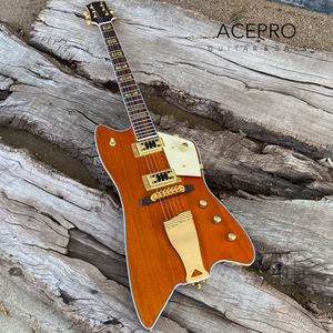 Disponibile Custom BillyBo Jupiter Orange Chitarra elettrica Cow Cactus Motivo occidentale Tastiera con intarsi Hardware dorato Cordiera