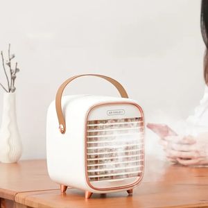 1pc Portable Air Conditioner Fan, Rechargeable Mini Air Cooler Desk Fan With Handle, Desk Misting Fan For Sports Office And Outdoor