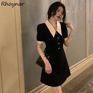 Casual Dresses Short Sleeve Dress Women Summer French Style Holiday Simple All-match Fashion Elegant Lady Sundress Mini Slim Button Leisure