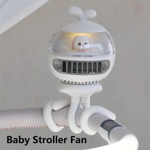 USB Desktop Fan - Baby Stroller Fan Cute Rabbit Whale Shaped Fan With Flexible Tripod, 3-Speed Portable Fan Build-In Battery, With LED Night Light & Mosquito Repellent Space