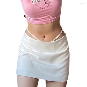 Gonne Minigonna da donna Abiti estivi Sexy Club Streetwear Tinta unita Split A-line e perizoma fasciato per le vacanze al mare