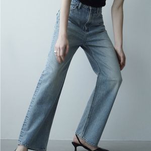 Kuzuwata 23 vår sommaren raka smala långa jeans kvinnor avslappnad all-match lös denim byxor i mitten av midjan elastiska pantaloner
