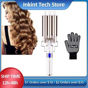 CkeyiN Professional 22mm Curling de cabelo PTC Ceramic Triple Barrel Electric Hair Wave Curler Rollers de ferro Pear Waver Fast Styling