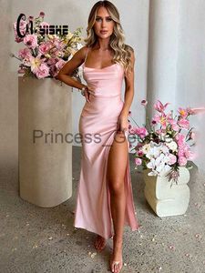 Abiti da festa CNYISHE Sexy Split Spaghetti Strap Backless Maxi Dress Donna Sera Lace Up Abiti da festa Donna Pure Color Abiti da ballo Abiti x0629