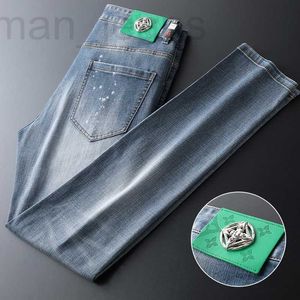 Mäns jeansdesigner 2023 Ny high end Slim Fit Harun Pants Elastic Straight Tube mångsidig tillväxt 9vik