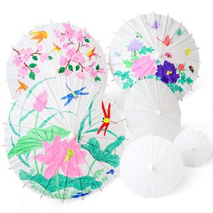 60cm faça você mesmo papéis de bambu em branco guarda-chuva artesanato papel oleado guarda-chuvas pintura em branco noiva casamento pintura infantil graffiti jardim de infância