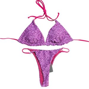 Bikini di lusso Set Designer per donna Estate Lettera o Costume da bagno a righe Moda Sexy Halter di alta qualità Push Up Vita bassa Due pezzi Beachwear Beach Yacht Party