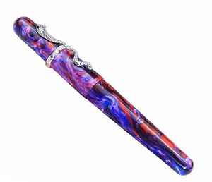 Pens Fuliwen 017噴水ペン樹脂アクリルハーバーサンセットビッグサイズペンユニークなヘビリングMニブラグジュアリーギフトインクペン