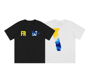 Tasarımcı ARKADAŞLAR- T-shirt Mavi Ekose Baskı Büyük V Ağır Hizmet Yuvarlak Boyun Pamuklu Gevşek Kısa Kollu Erkek ve Kadın T-shirt Moda Çiftler Üst Giyim Kazak Tees