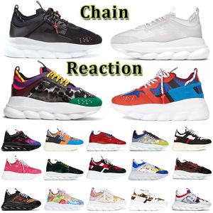 2023 Luxury Italy shoes platform Chain Reaction Fashion Designer sneakers black white multi-color suede Bluette Gold Twill fluo tan luxury men women Barocco Trainer