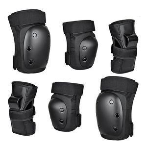 Body Braces Supports 6pcs Kit Black Skateboard Ice Roller Skating Protective Gear Elbow Pads Wrist Guard Cycling Riding Knee Protector 230629