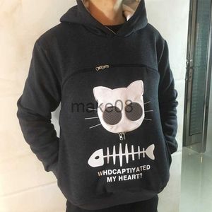 Moletons masculinos com capuz moletom com capuz para amantes de gatos com capuz cachorro canguru pata de estimação Dropshipping pulôveres bolsa de aconchego moletom bolso orelha de animal com capuz Plu J230701