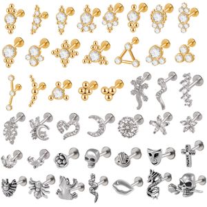 Navel Bell Button Rings Acciaio all'ingrosso Placcatura in oro Labret Crystal CZ Helix Tragus Cartilagine Ear Studs Punk Filo interno Piercing Gioielli 230628